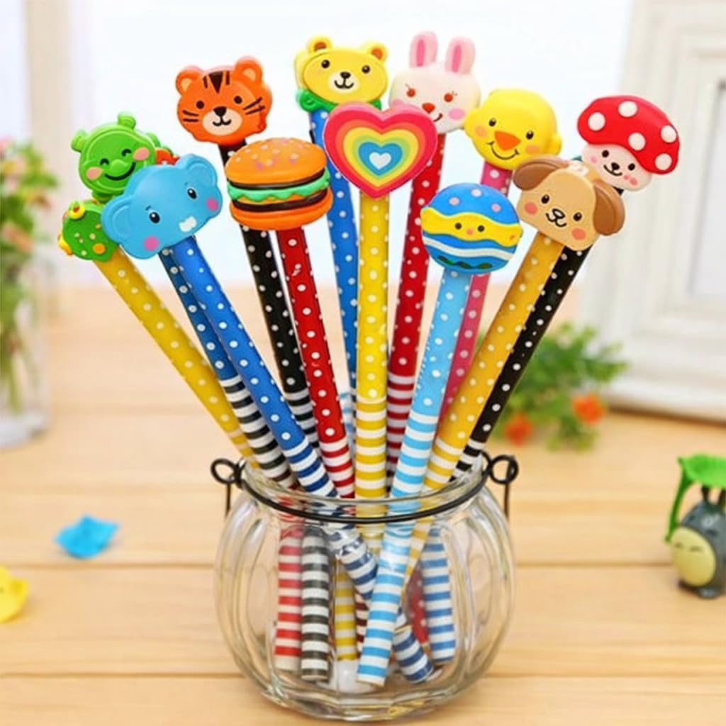 Crafts and Toys Pack of 5 Fun Cartoon Boom Pencils with Cute Colourful Erasers Kids Birthday Return Gift Jungle Animal Theme School Stationery Goodie Bag Filler (N787)-image-34
