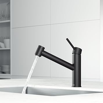 VIGO Branson 9'' H Single Handle Pull-Out Sprayer Kitchen Faucet in Matte Black-VG02021MB
