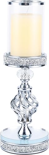 Hanjue Portavelas de cristal para vela de pilar, portavelas de cristal de metal para decoración del hogar, centros de mesa, mesa de comedor de café