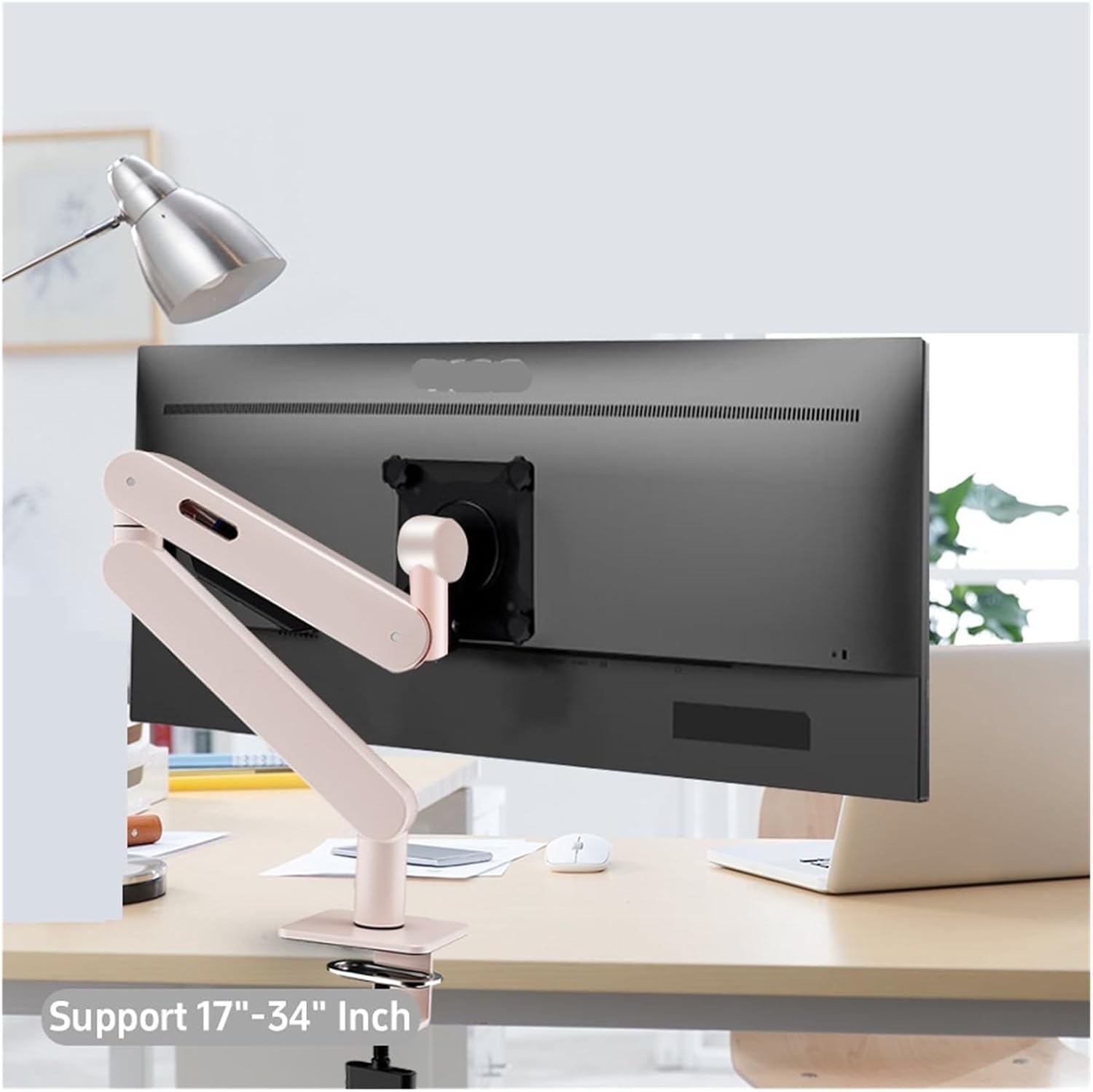 Monitor Arm Desk Stand 17" - 34" Weight Up to 19.8 lbs (9 kg) Screen Adjustable 360° Rotation(Green)