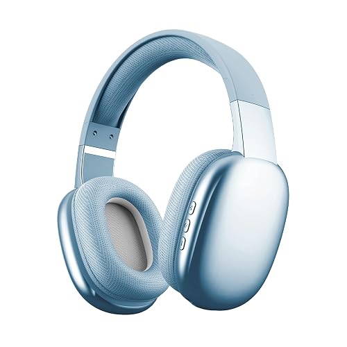 Gabba Goods Wireless Over Ear Bluetooth Headphones with Microphone - Wireless Headset -Noise Reduction - Bluetooth, Wired,Built in Micro SD for Travel, Home, Work TV,PC,Gaming,Cellphone (Blue)