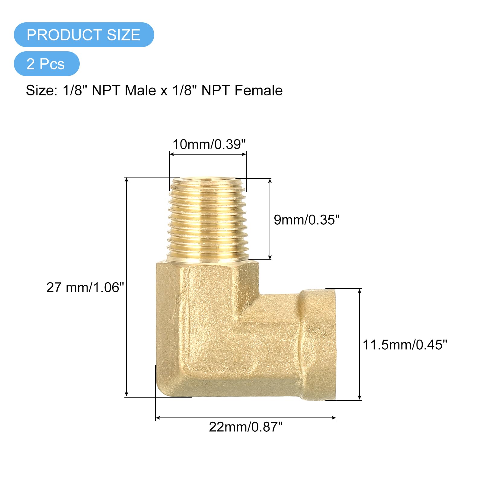 5 Gomiti In Ottone 90&deg; Per Tubo &ndash; Raccordo Stradale 1/8 NPT, Connettore Per Aria/Acqua