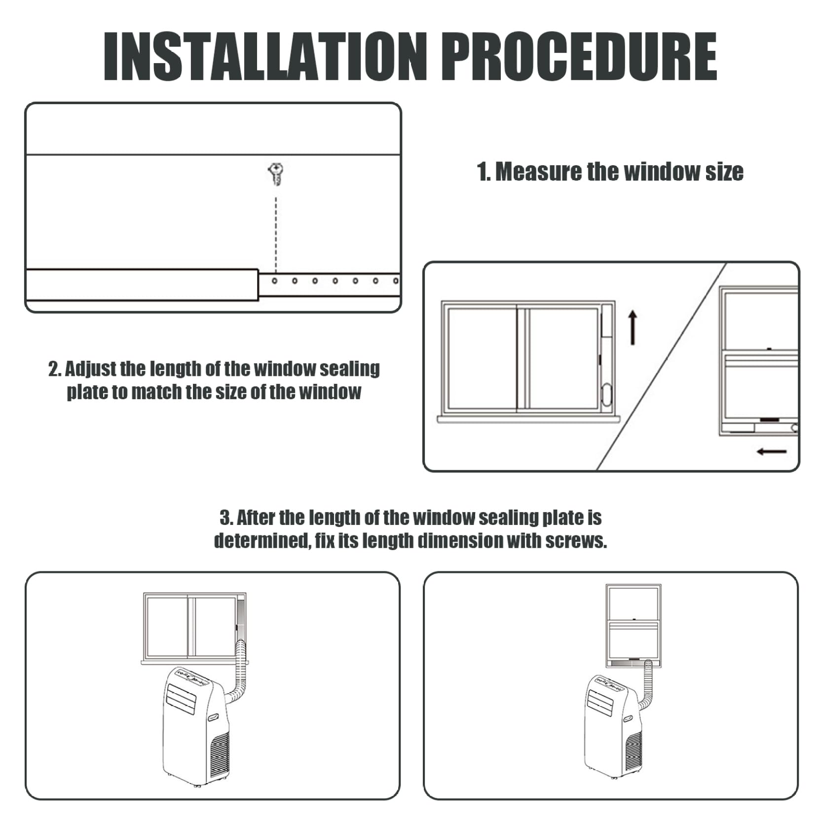 Kit de ventilación de Ventana de CA portátil, 4 Piezas, Ajustable, para Oficina de mangueras 5, 1/5, 9 | Fácil instalación sin herramientas, se adapta al estándar, ideal para uso doméstico