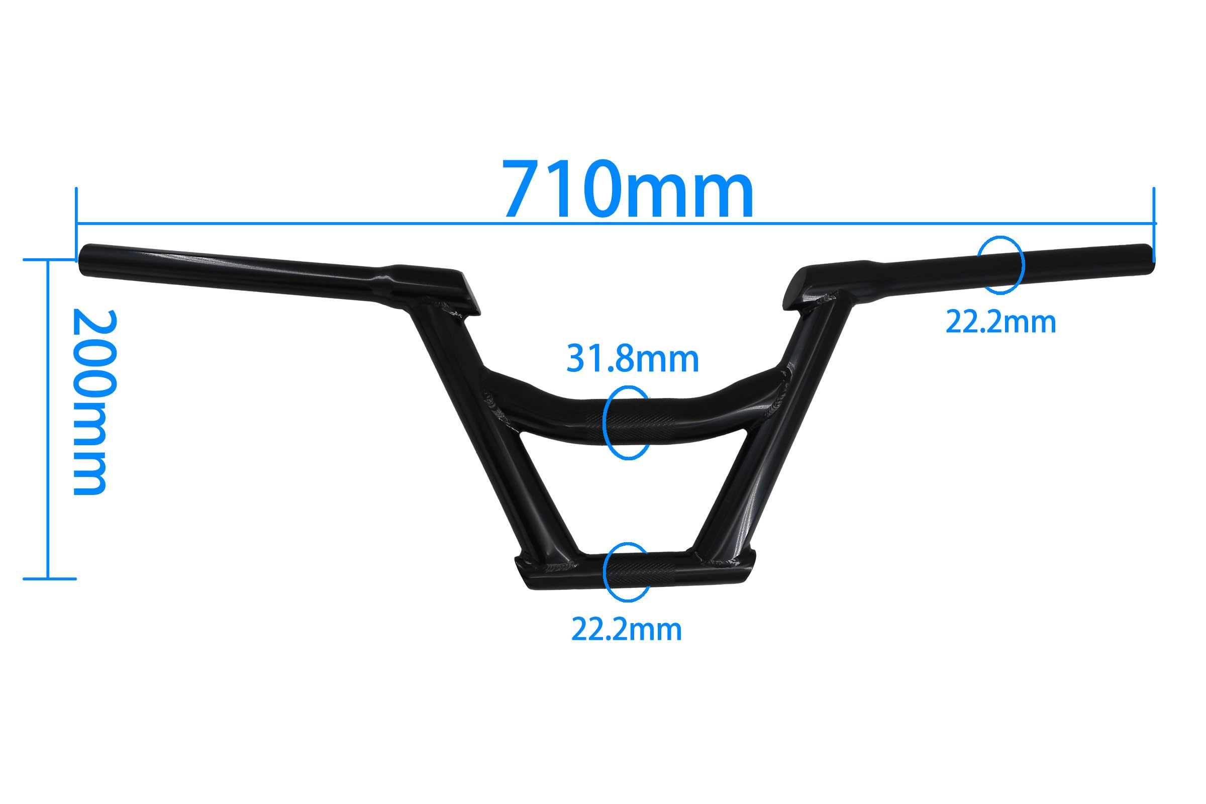Amazon | BMX ハンドルバー, 長さ710mm、31.8mm/22.2mmクランプ