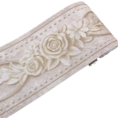 JTKSSCS Frise Papier Peint 5M PVC auto-adhésif plinthe autocollant mural Floral taille autocollants étanche 3D mur frontière chambre salle de bain décor(20)
