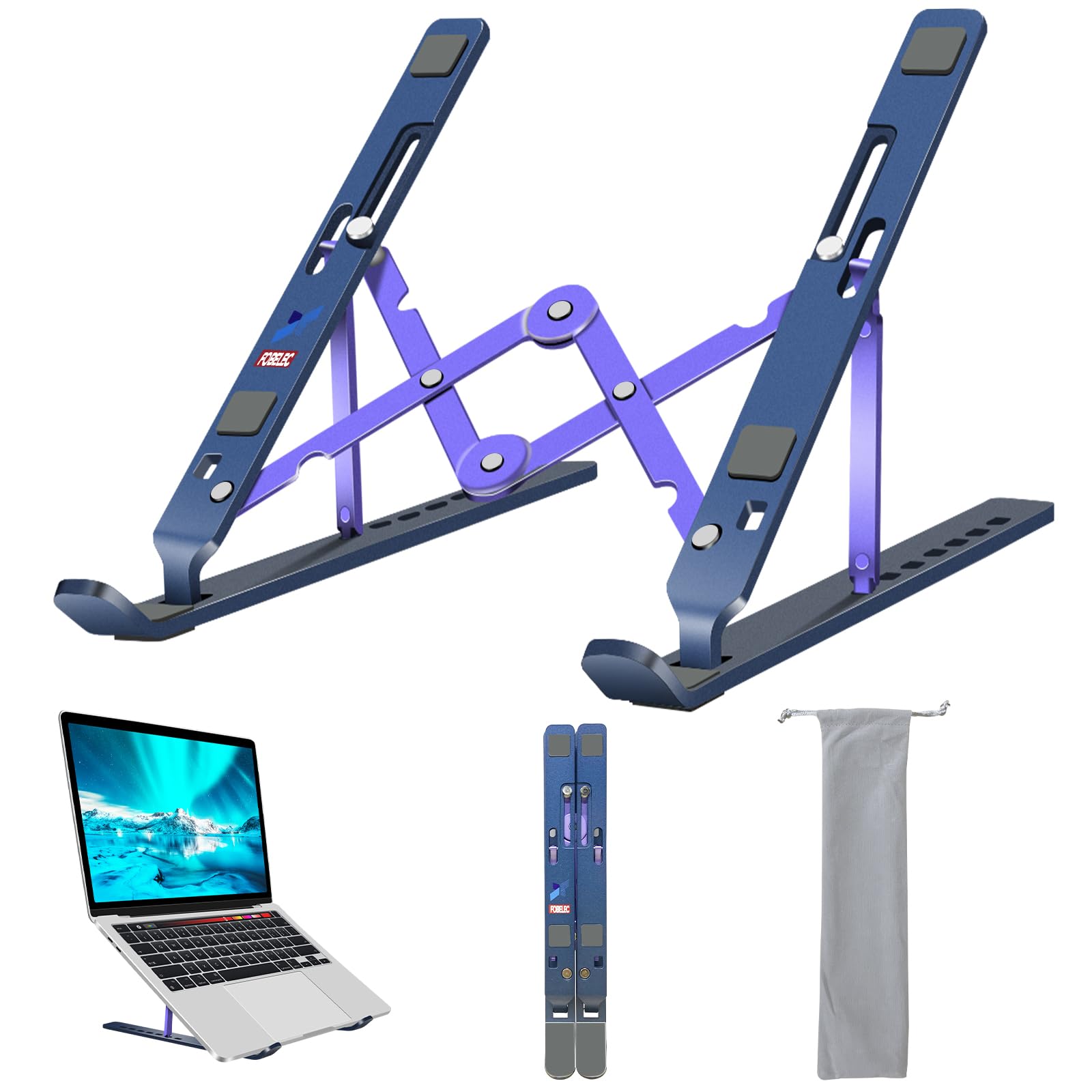 Laptop Stand Computer Tablet Stand Adjustable Aluminum Foldable Portable Laptop Holder Riser Compatible with MacBook Air Pro Lenovo
