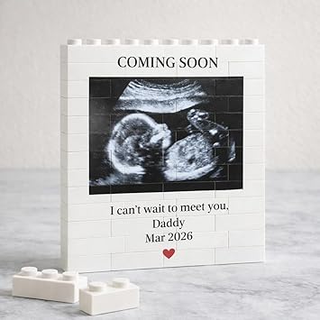 UrbanNEST Personalized Ultrasound Photo Building Block Frame, Custom Baby Scan Picture Brick Puzzle, Pregnancy Announcement Gift, New Dad Daddy To Be Keepsake, First Fathers Day Baby Reveal