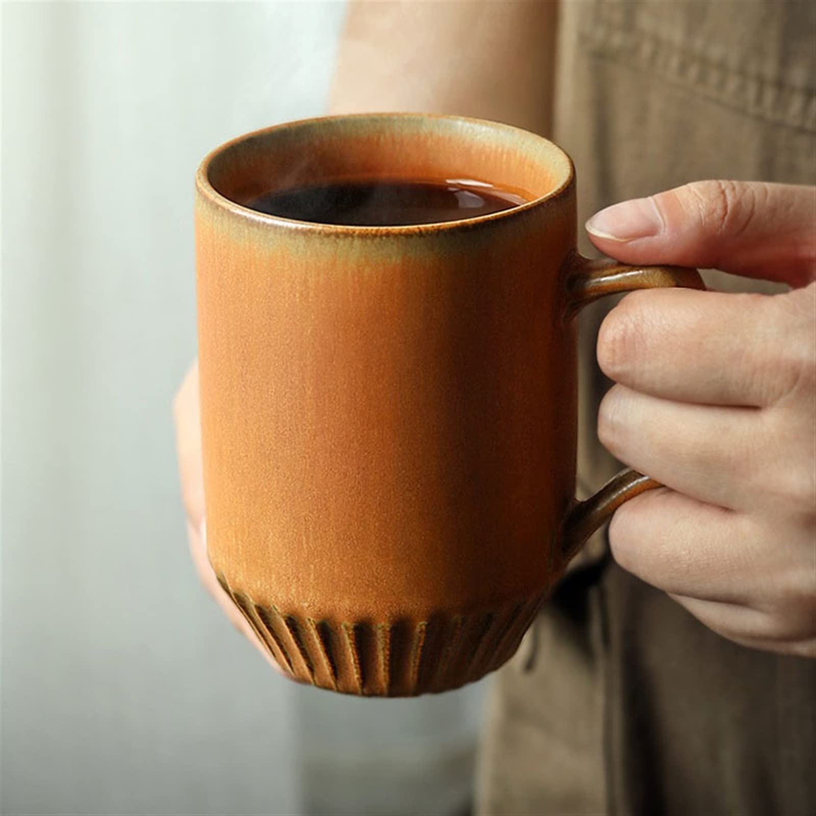 Becher 370ML Vintage Kaffeetasse Handgemachte Tasse Haushalt Keramik Trinkbecher Persönlichkeit Paar Tasse Kaffeetasse (Farbe: D)
