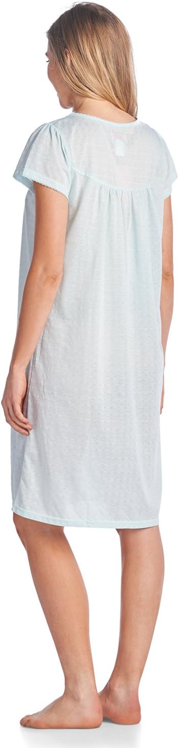 Casual Nights Women's Fancy Lace Flower Short Sleeve Nightgown