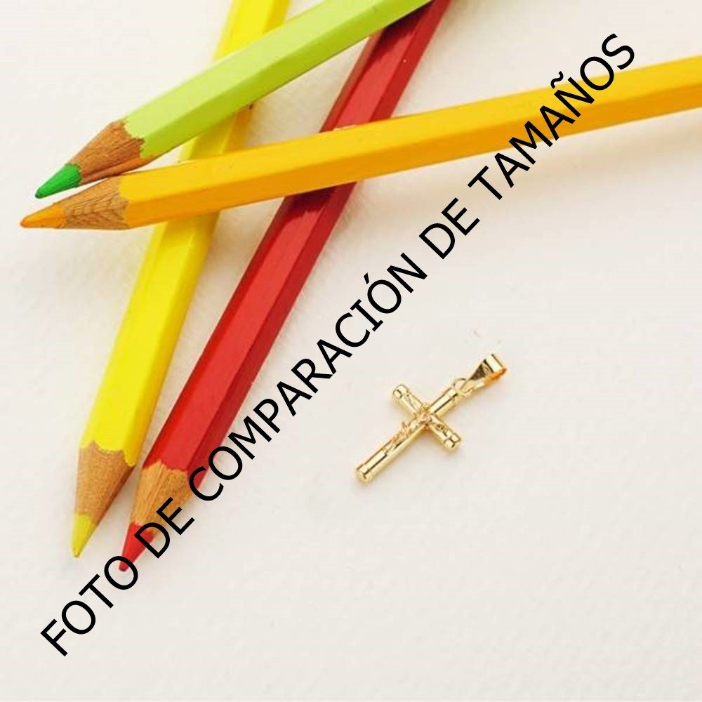 Cruz Crucifijo Colgante en Oro de 18k con 16mm. sin asa con chatones ancho de 10mm. y grueso palo de 2mm.