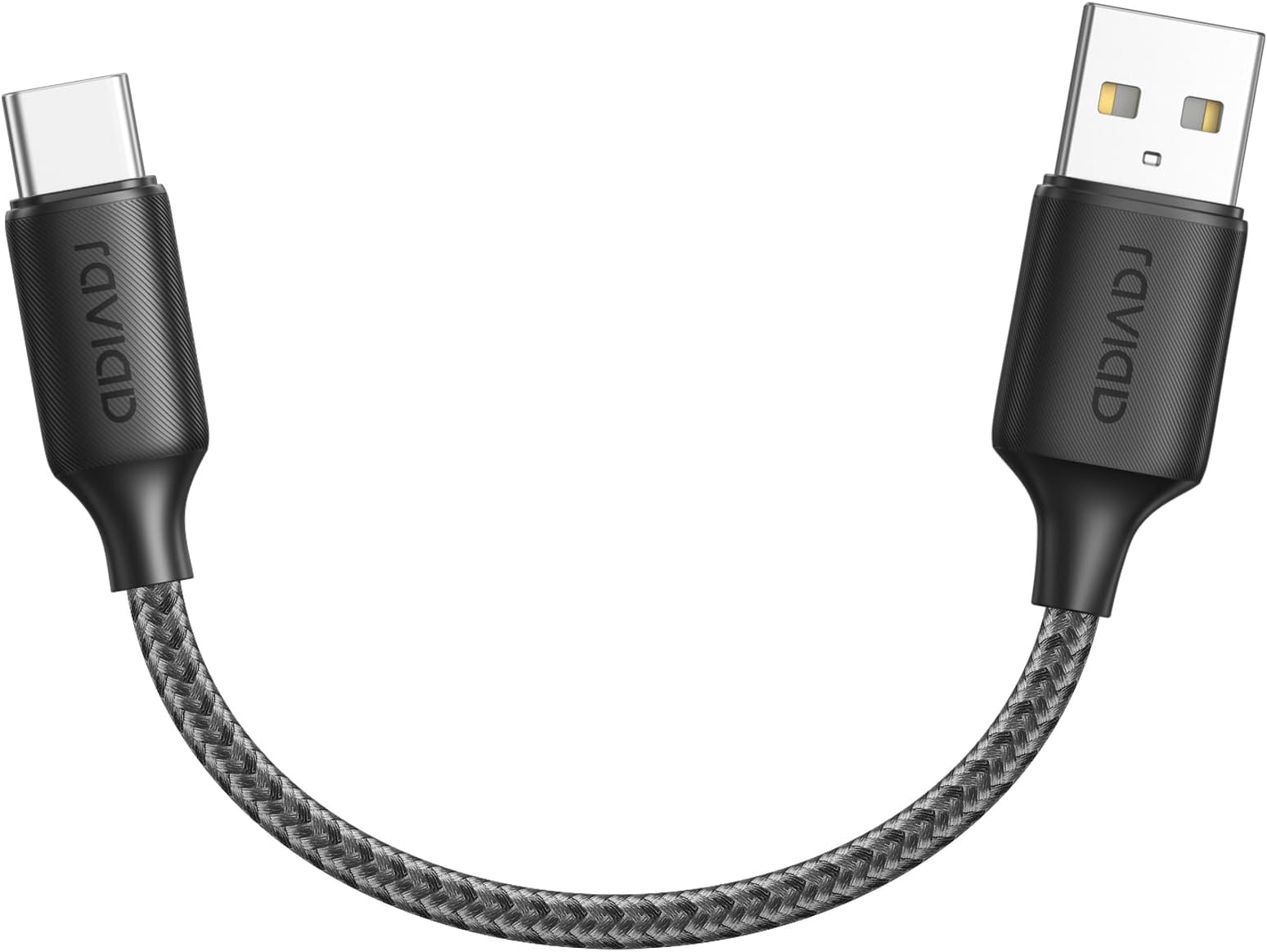 RAVIAD Short USB C Cable 15CM, Type C Charger Cable 3A Fast Charging Nylon Braided USB C Cable for iPhone 17/16/15, Samsung Galaxy S25/S24/S23/S22/S21, Note 10, Huawei P40/P30, Google Pixel -Black