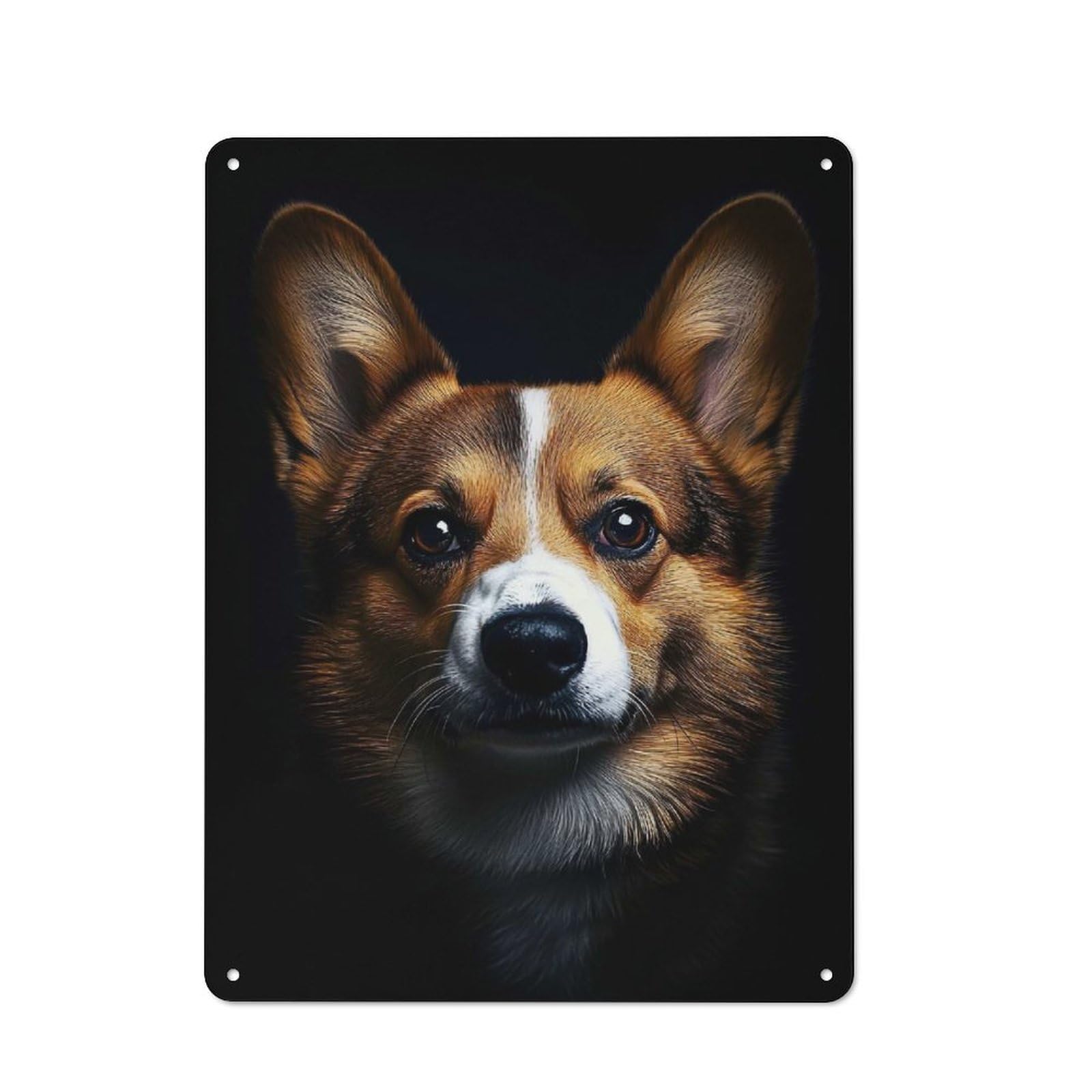 Junmoney Style-16 Rustic Tin Sign 40X30cm Featuring Close-Up Of A Corgis Face For Garage Or Workshop, For Garage, Workshop And Man Cave Decoration