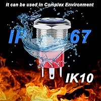 Vista 5 de Interruptor de botón de metal resistente de 0.748 in, resistente al agua, 20 amperios, 12 V-24 V, encendido/apagado, 1 no, 4 pines con enchufe