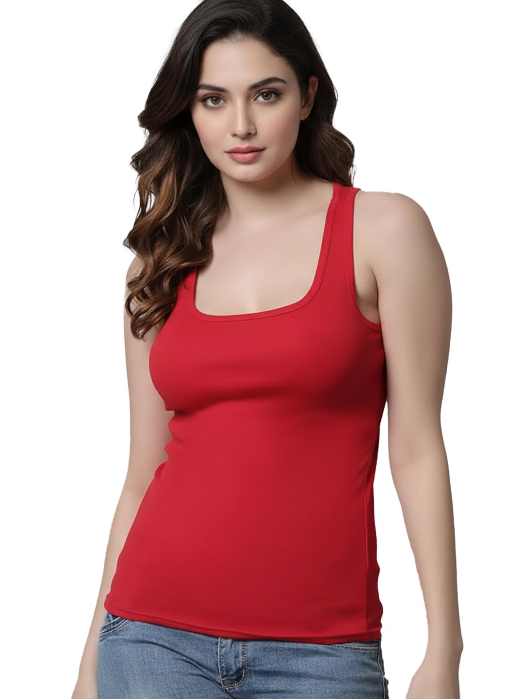 madfrog Women’s Premium Round Neck Lock Neck Tank Top – Lightweight & Comfortable Sleeveless Top for Women & Girls, Trendy Casual Wear for Summer, Workout (in, Alpha, Free Size, Regular, Red)-picture-34