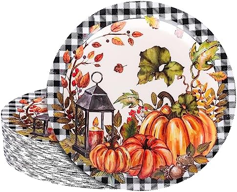 Amazon.com: Whaline 40Pcs Fall Paper Plate 9 Inch Disposable Plates ...