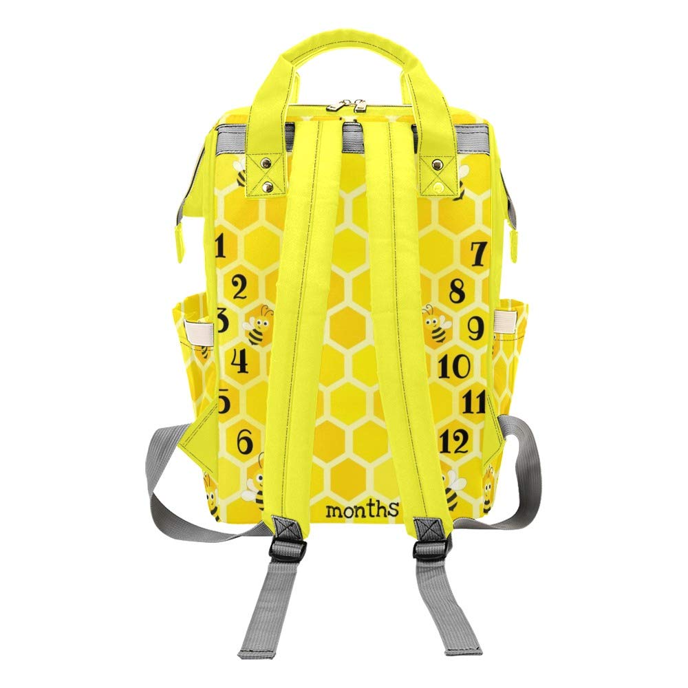 Personalized Bee Diaper Bag Backpack with Name Custom Mommy Nursing Baby Bags Nappy Bag Travel Daypack for Woman Gifts