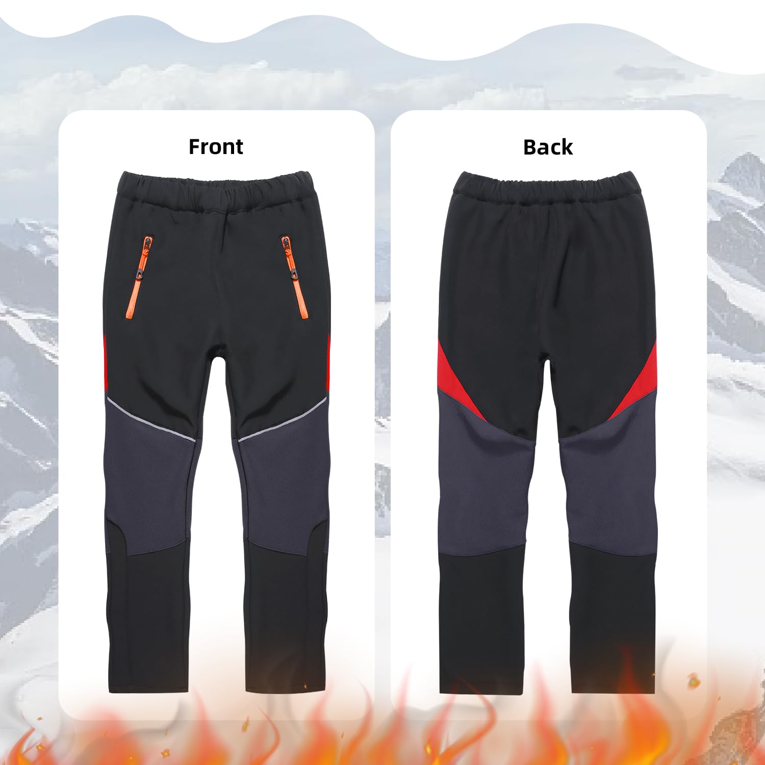SUKUTU Pantaloni Softshell da Bambino Pantaloni Invernali da Sci Foderati Antivento Ragazzi e Ragazze Pantaloni da Trekking sulla Neve