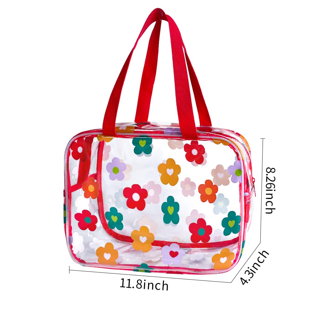 Trousse de toilette imperméable PVC motif floral 30 x 21 x 11 cm fermeture éclair voyage