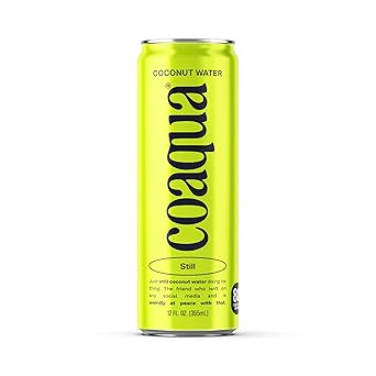 Coaqua Coconut Water, 12 Pack, Natural Electrolytes for Hydration, Naturally Sweet Electrolyte Drink Potassium, Pure Coconut Water Not from Concentrate, Fat Free, Low Sugar, 12 Fl Oz Cans