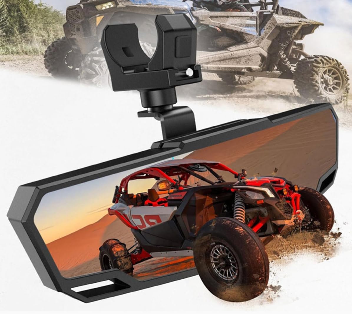Adjustable Black Abs Rearview Mirror for Utv Atv with Blind Spot Function, Practical and Chic Design, Increasing Driving Safety for Off-road Vehicles