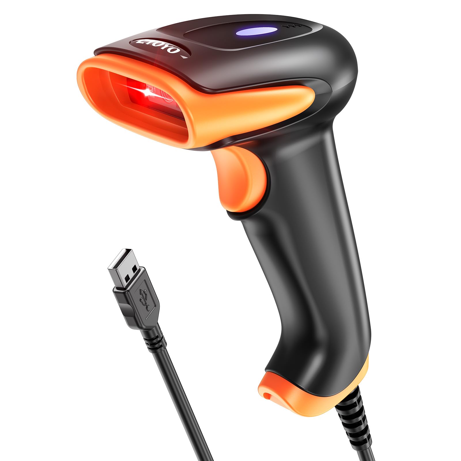Eyoyo Barcode Scanner 1D 2D QR kabelgebunden, QR Code Scanner Handheld Barcode Leser für PC, Mac, Laptop (Orange)