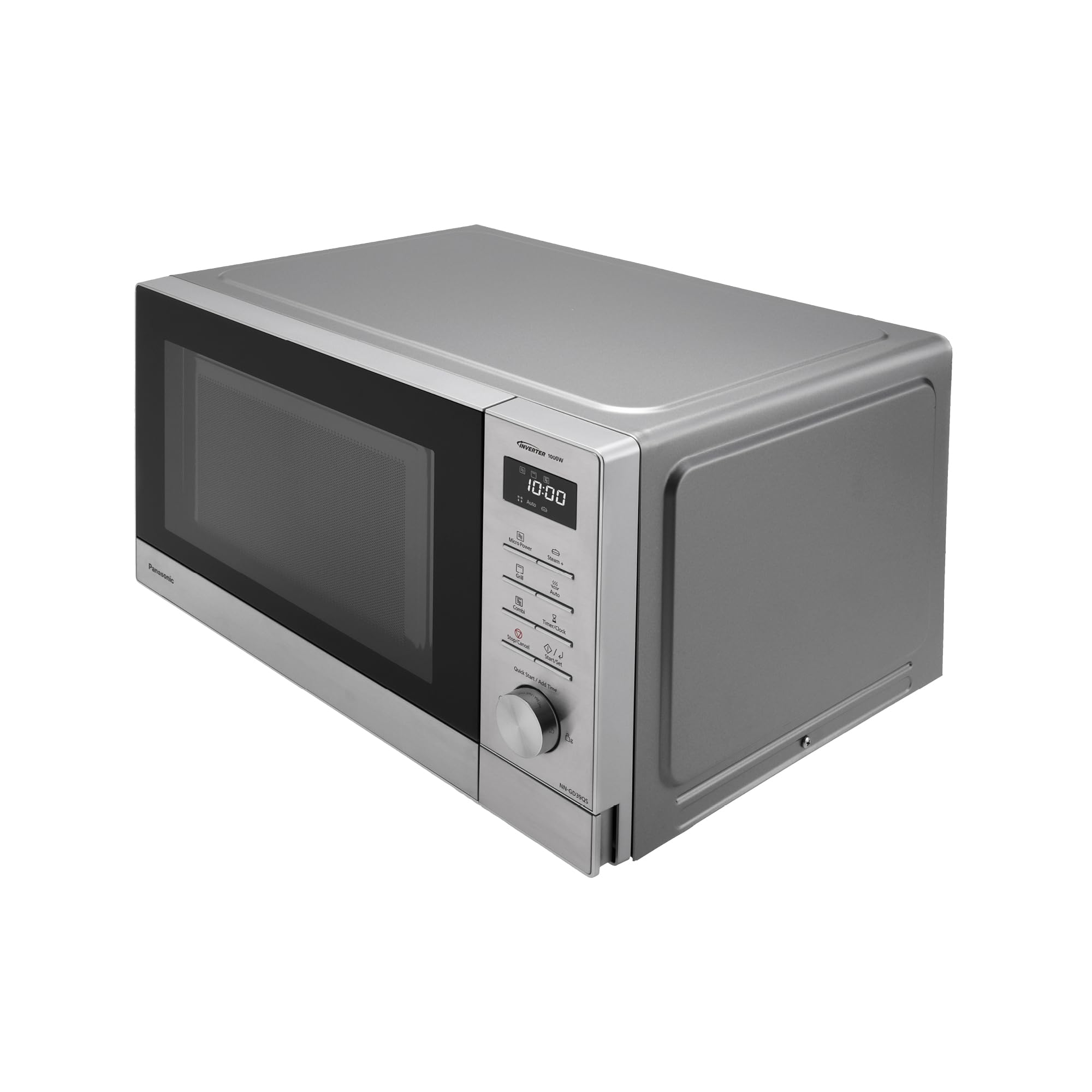 Panasonic NN-GD39QSEPG Forno a Microonde 29L con Grill e Teglia Steam+, 1000W, Auto Defrost, Cottura Combinata, Timer, Argento e Acciaio Inox
