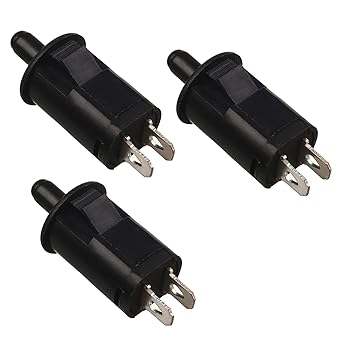 Fielect 3Pcs 250V 3A Refrigerator Door Light Switch Oblique Foot Door Switch Normally Open Diameter 17mm Black PB-35