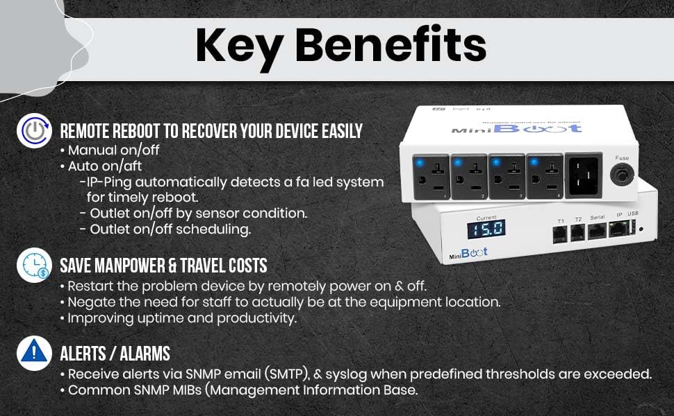Miniatura 2 de Smart PDU - Energía de reinicio remoto IP, 4 tomacorrientes NEMA 5-15R conmutados