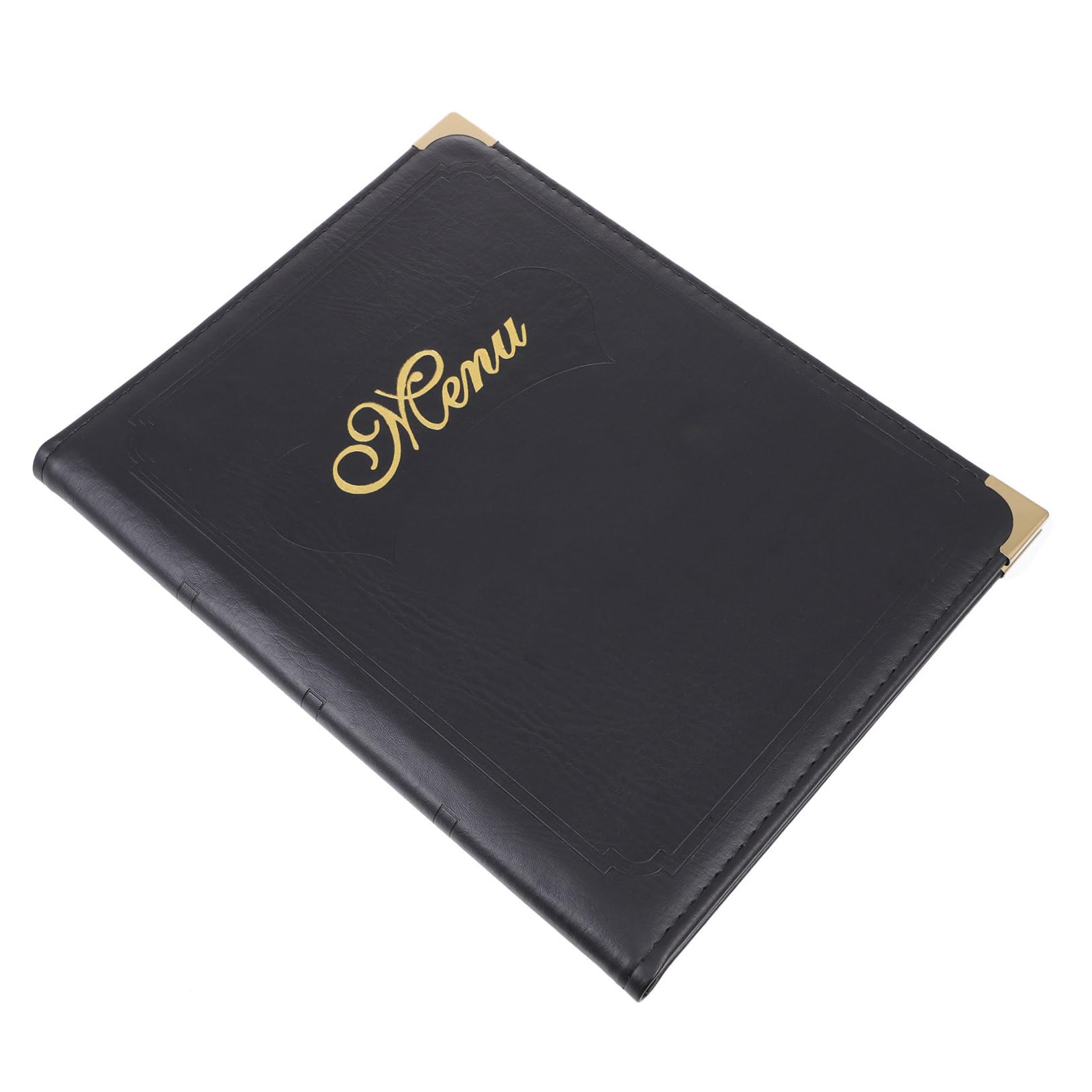 Carpeta en Pu Negro Diseño de Página Interior Deslizante y Esquinas Redondeadas de Menú Práctico Resistente a Caídas y Fácil de Usar para Restaurante y Hotel