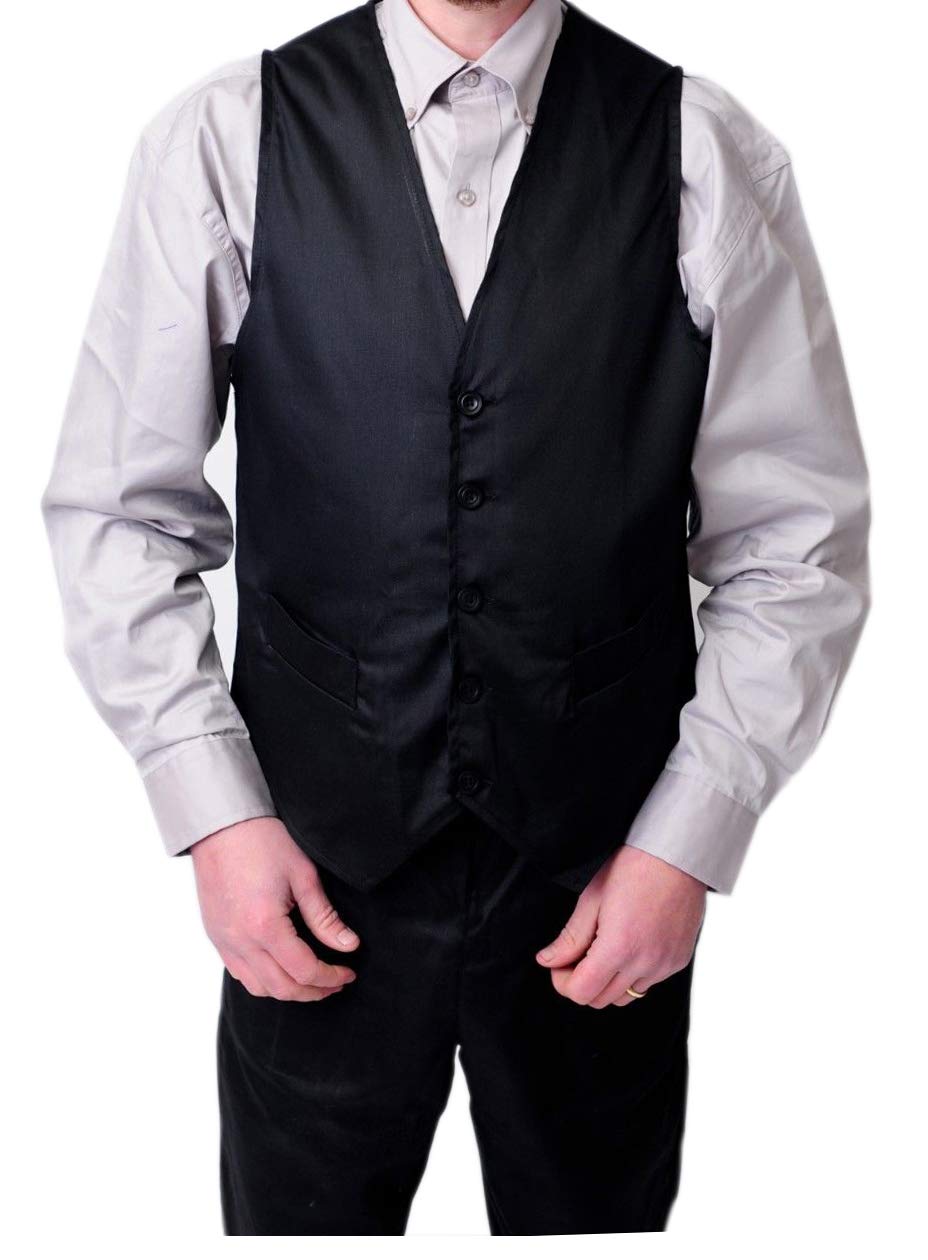 Men’s Slim Fit Formal Waistcoat - V-Neck, Sleeveless, 2 Pockets - Ideal for Waiters, Bar Staff, Weddings & Fancy Dress - Polyester-Cotton Blend-image-30