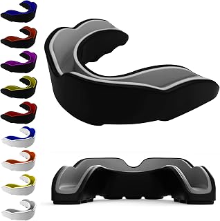 S Self Mark Mouth Guard Gum Shield – Professional Mouth Guard for Contact Sports, Rugby, Martial Arts, Karate, Rugby, MMA, Boxing, Hockey, Football Flexible for Youth & Adult