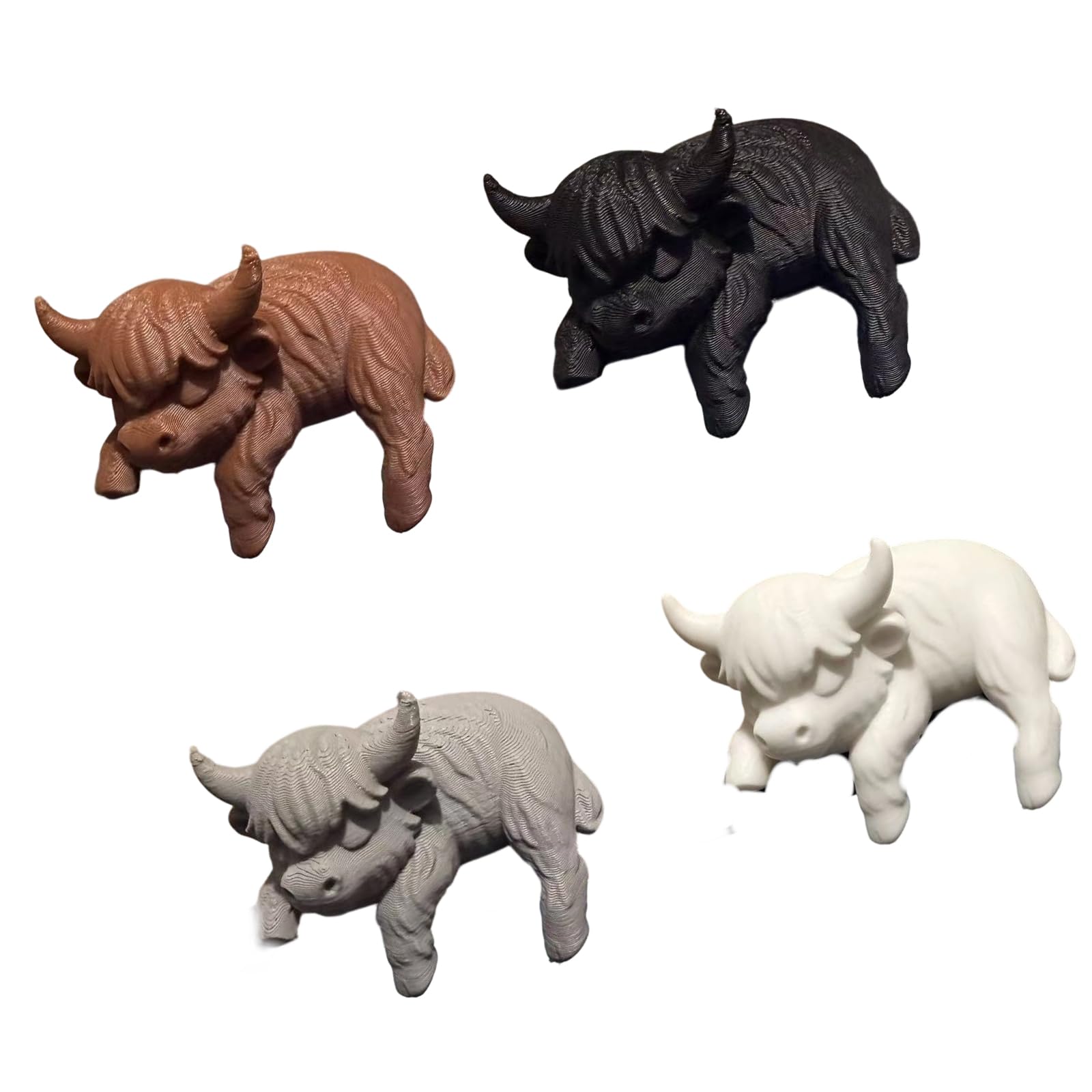 Navna Resin Highlands Cow Statue Decors, 3D Animal Highlands Cow Figurine Offices Desk Toy for Computer Monitor Desk Decors Figurine