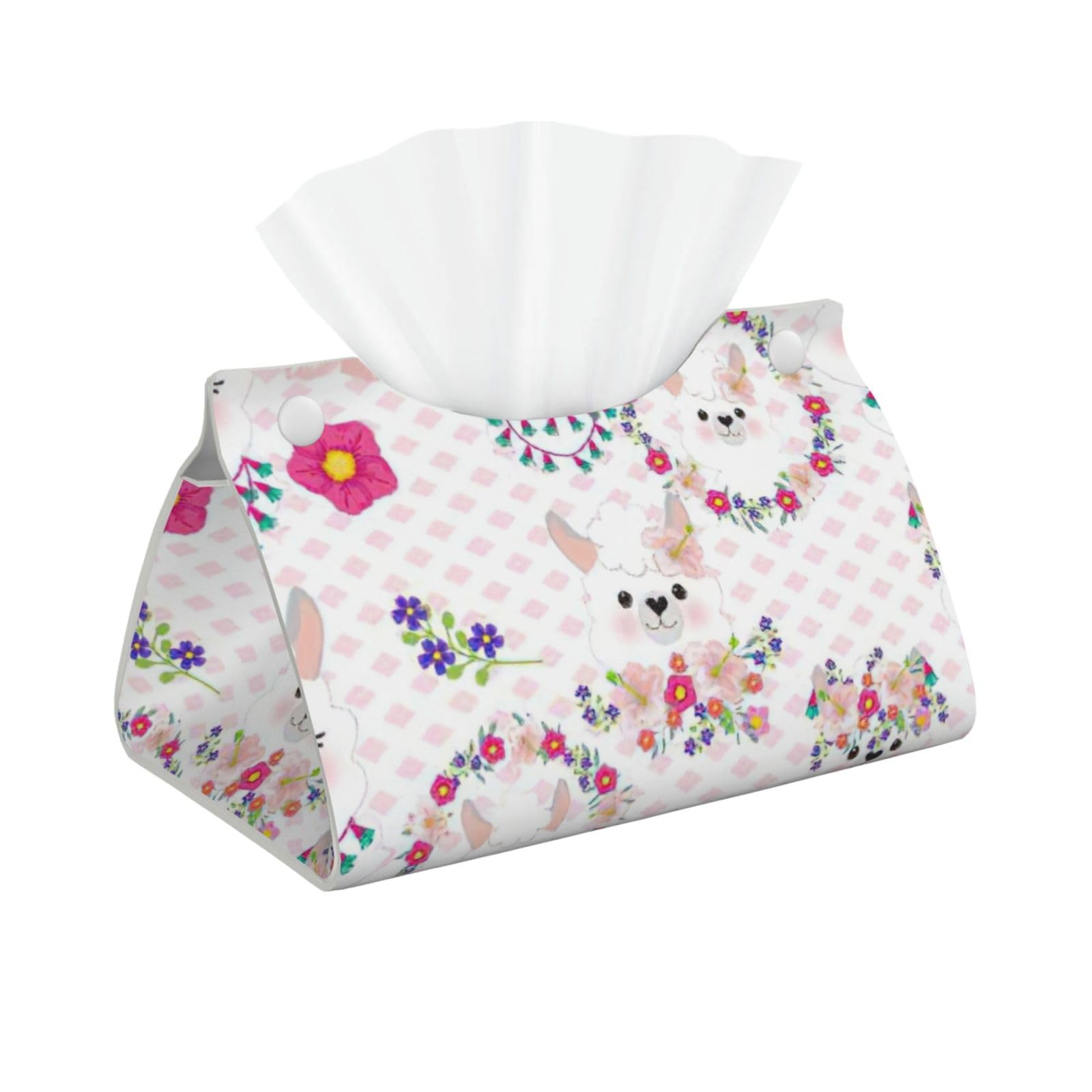 Cartoon Llama Alpaca Print Long Tissue Box Cover Tissue Dispenser Box For Living Room, Office, Car, Bathroom