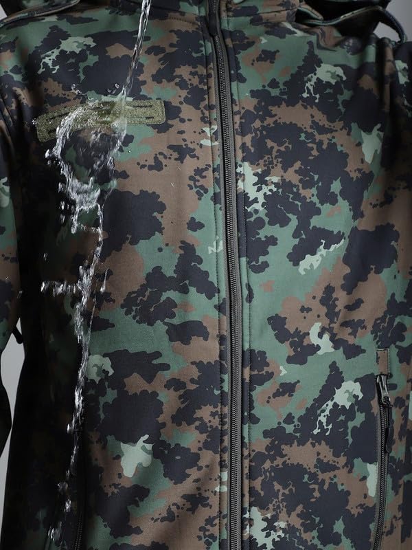 Image of MOUNTMILLER Men's 12 Zipper Softshell Hooded Tactical Jacket | Water-Repellent, Multi-Pocket, Abrasion-Resistant - Perfect for Outdoor Activities, Hiking, and Trekking