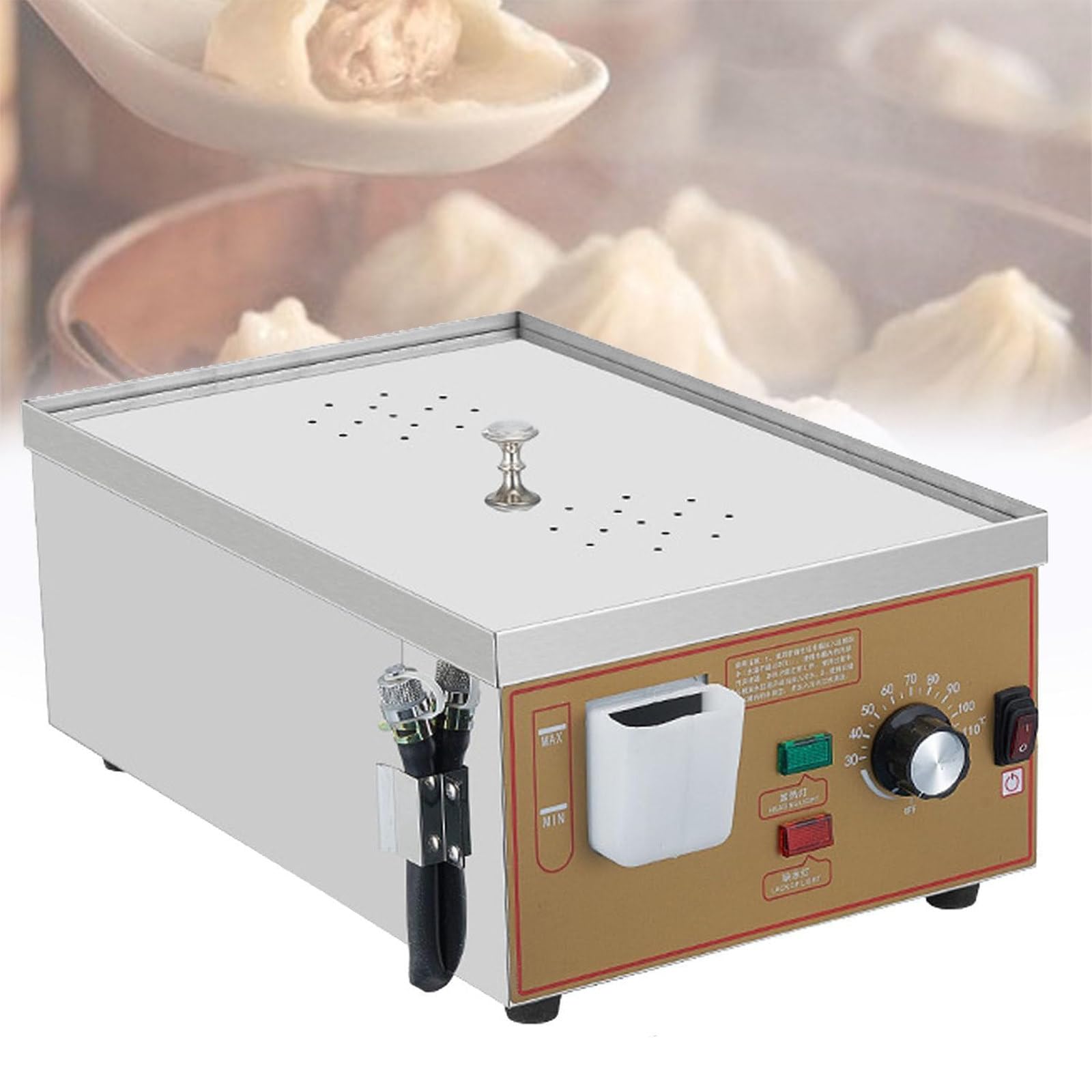 Scaldavivande Forno per panini al Vapore, Forno per panini al Vapore per Alimenti Commerciali, con Allarme di ebollizione a Secco per ristoranti a Buffet Domestici,Two-Hole