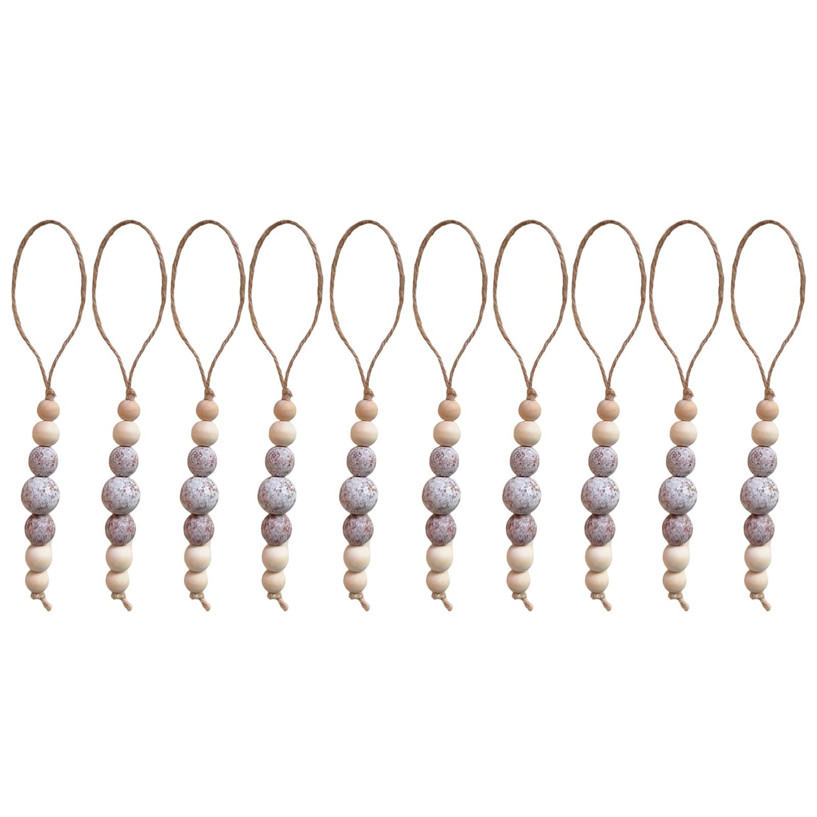 hogtnd 10 Pieces Wooden Beads Christmas Ornaments with Rope for Indoor Outdoor Christmas Decoration Bead Decoration