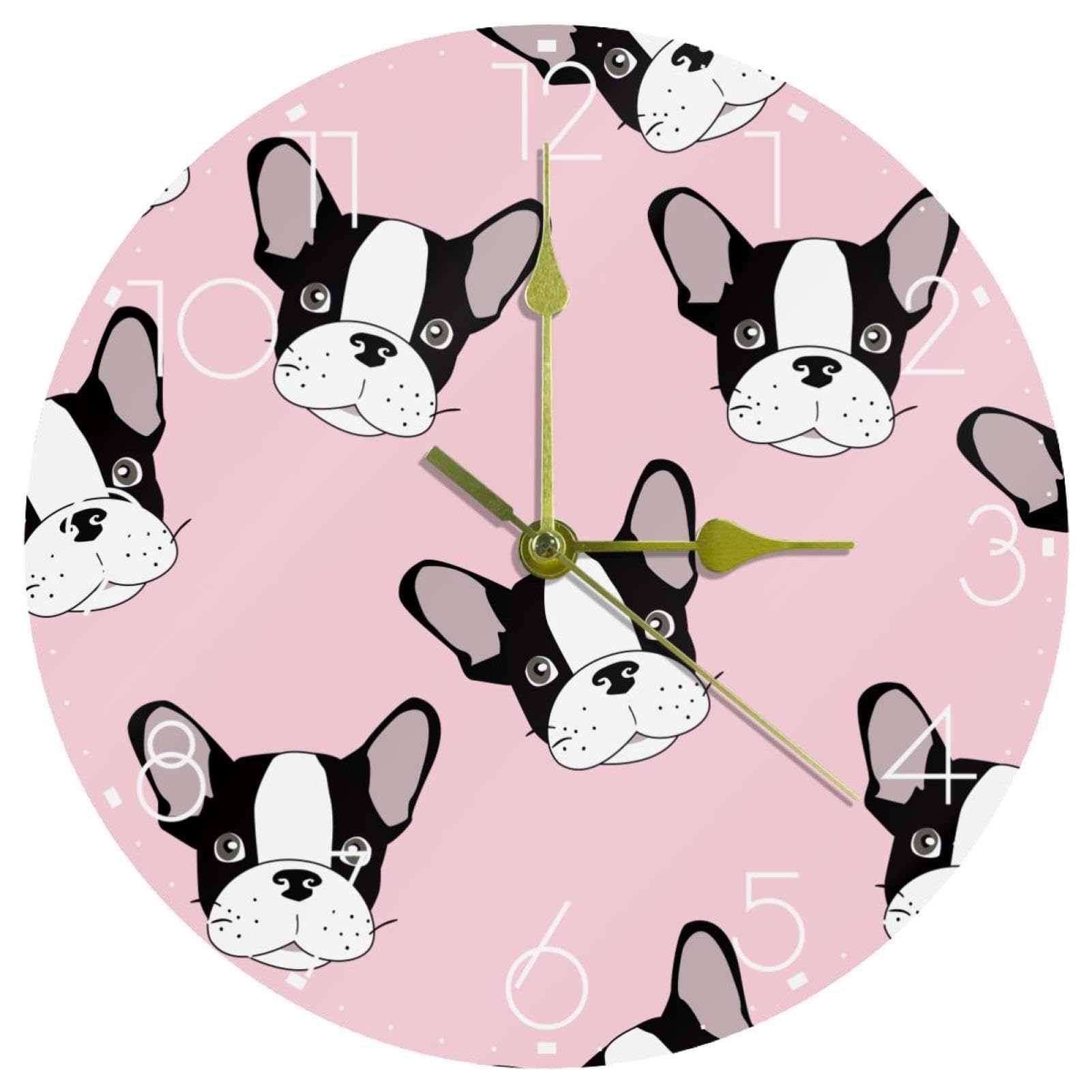 Horloge murale silencieuse à piles 25,4 cm rose carlin chambre et bureau
