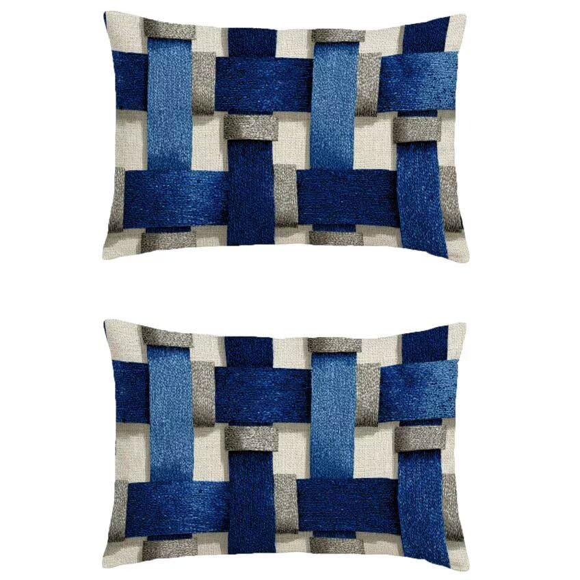 Housse de coussin bleu marine 60x90cm imperméable en lin