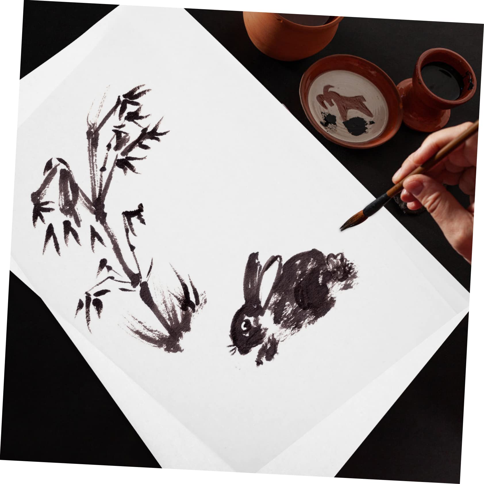 Papier à Dessin pour Calligraphie, 100 Feuilles Blanches Rectangulaires
