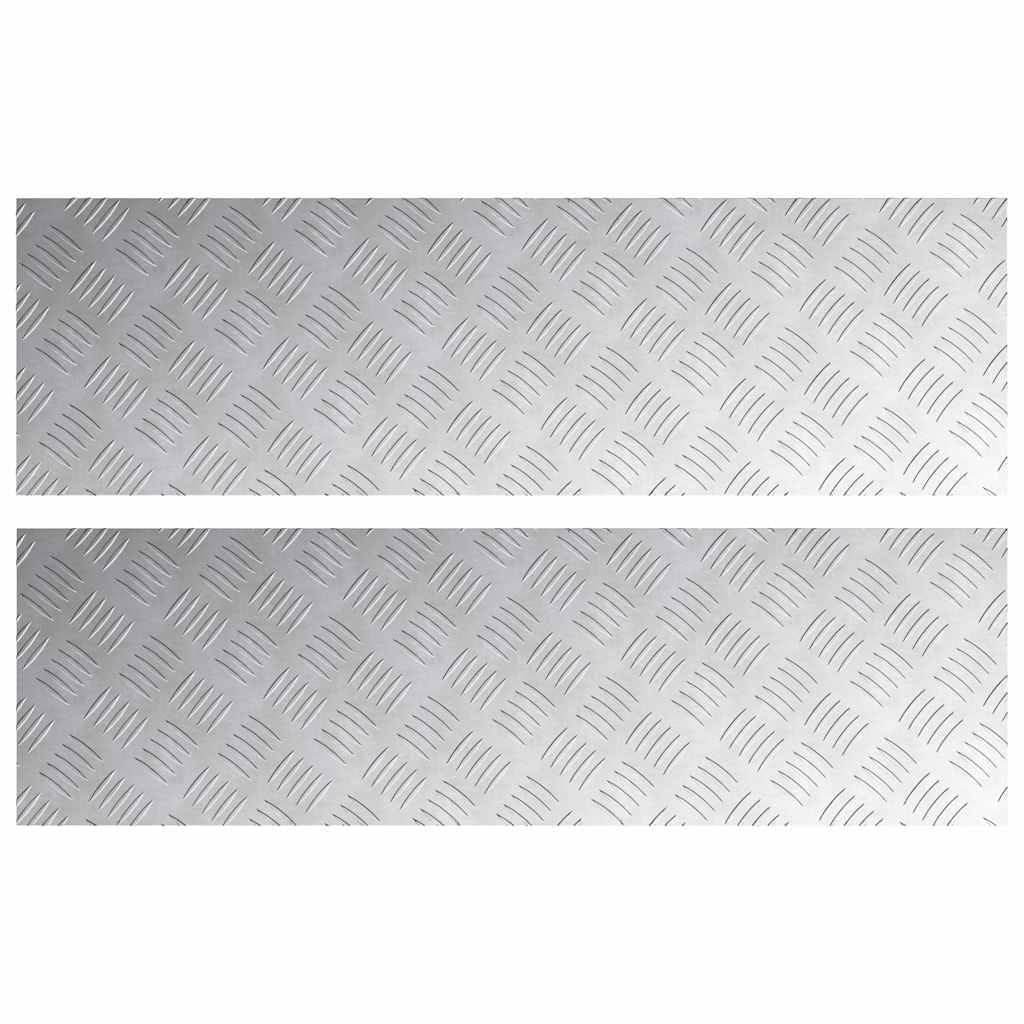 Stopnie schodowe 2 szt. srebrny 100 x 30 cm, aluminium | Antypoślizgowe płyty kwadratowe, aluminiowa powłoka schodowa, do wnętrz i na zewnątrz