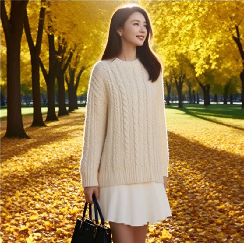 Women Crewneck Cable Knit Sweater Mini Dress, Substantial/Substantian Sweater Mini Dress, Twofer Knit Sweaters Women4