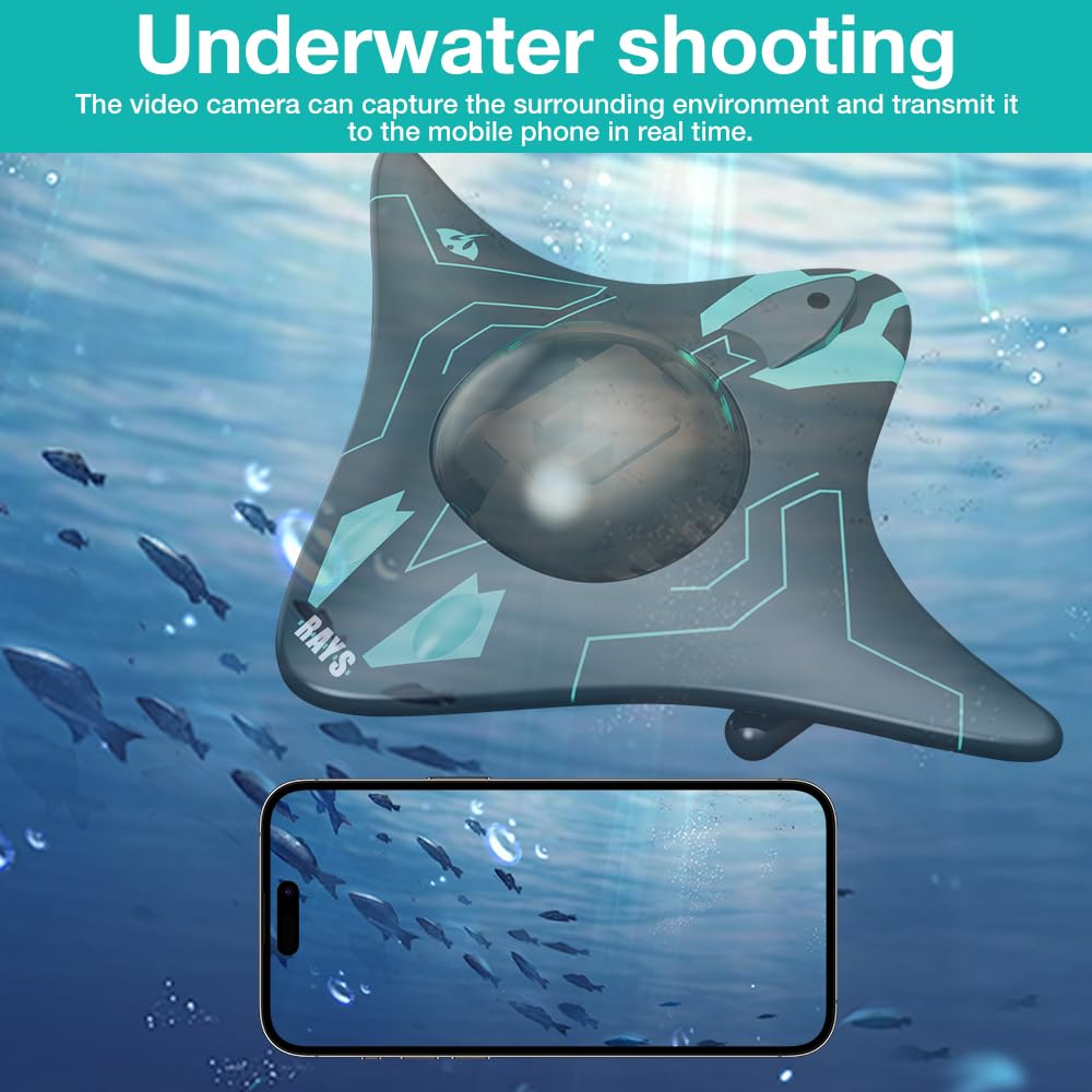 Mineup Bateau Télécommandé, Jouets Aquatiques avec Caméra HD, Bateau De Course RC avec Lumières LED, sous Marin Télécommandé pour Adultes Garçons Filles