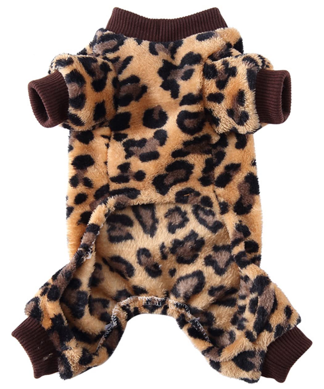XIAOYU Winter Warm Dog Pajamas Dog Jumpsuit 4 Legs Pet Apparel Cat Onesie Pjs for Small Dog Cat Apparel Outfits Brown, M - Image 2