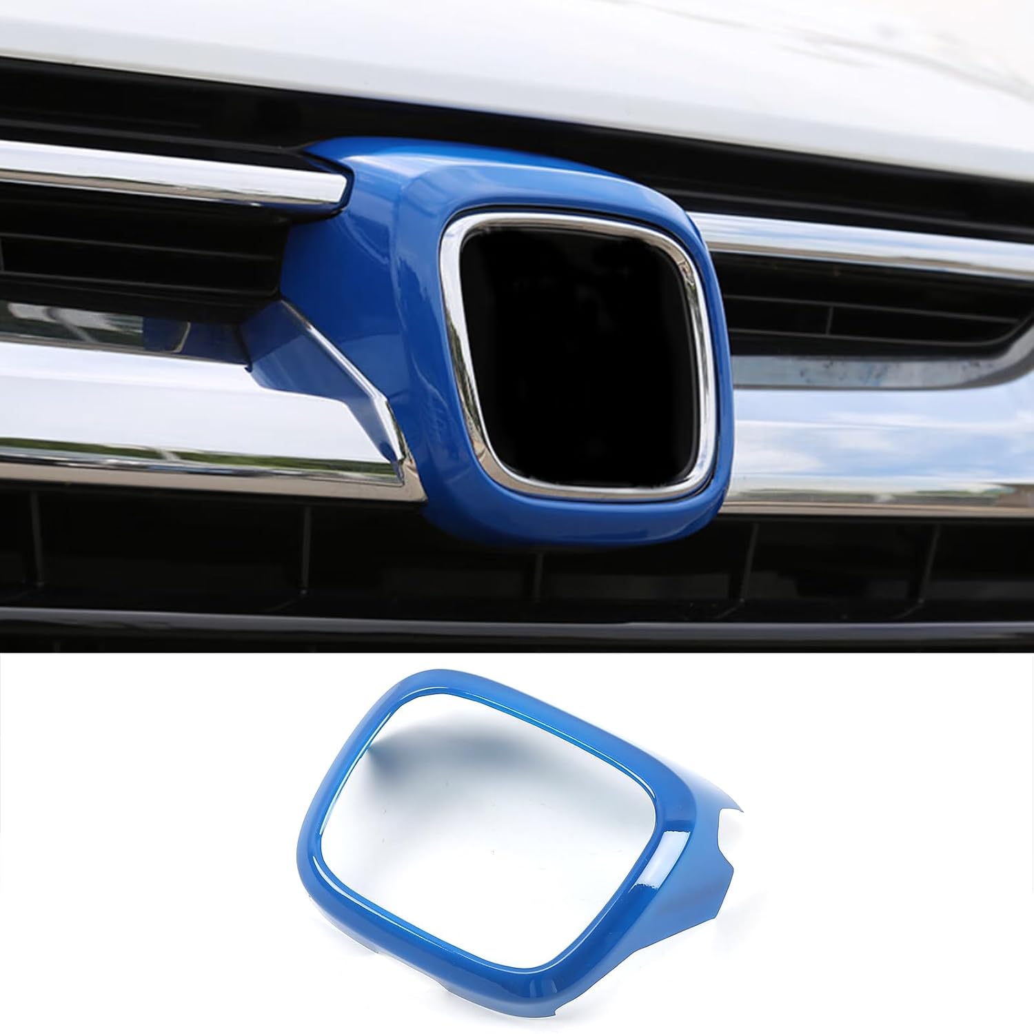 Car Accessories Fit For Honda CRV CR-V 2017 2018 Car Front Grille Logo Frame Cover Decoration Trim (Blue) ABS 1 PC
