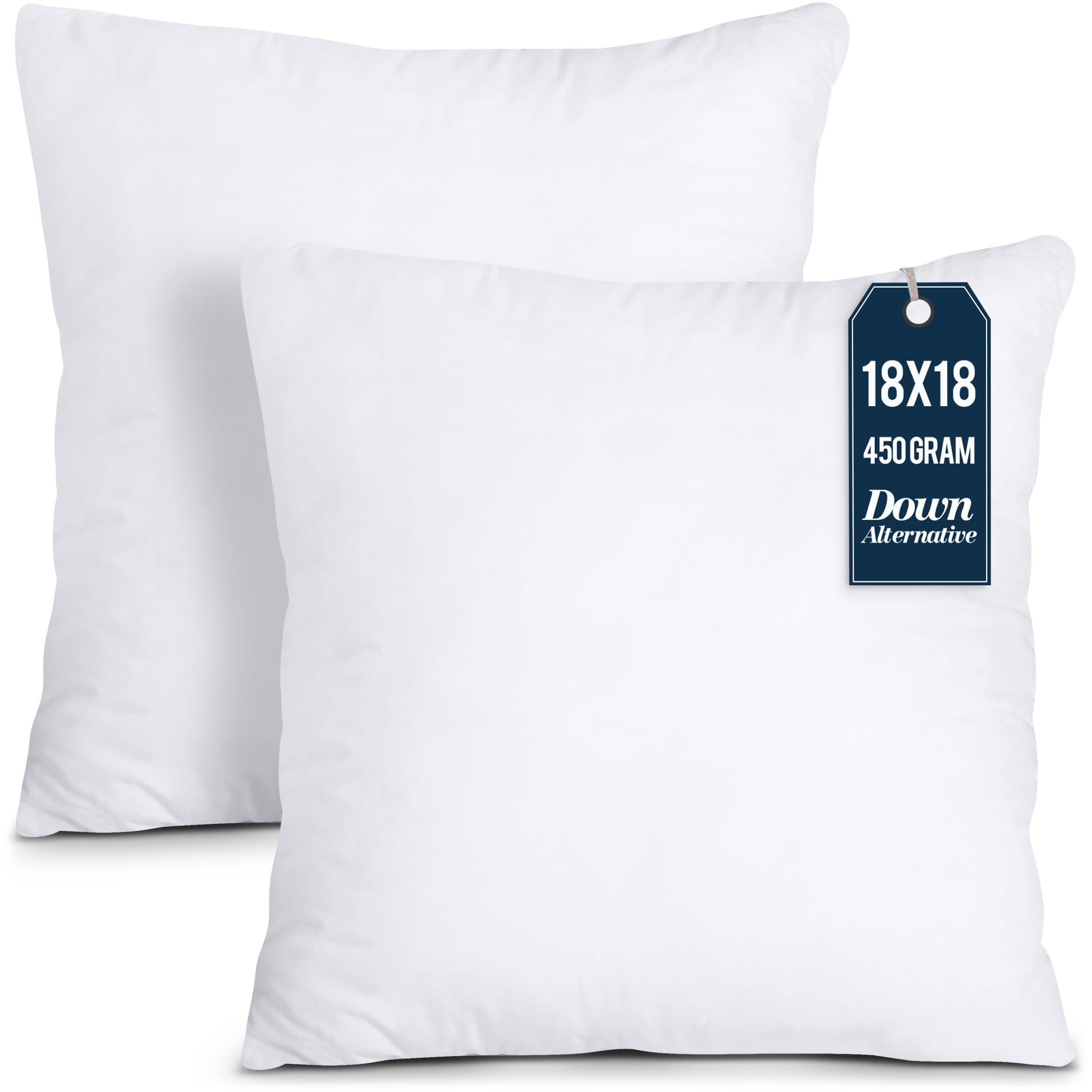 Utopia Bedding Decorative Pillow Insert (Pack of 2, White) - Square 18x18 Sofa and Bed Pillow - Microfiber Cover Indoor White Pillows