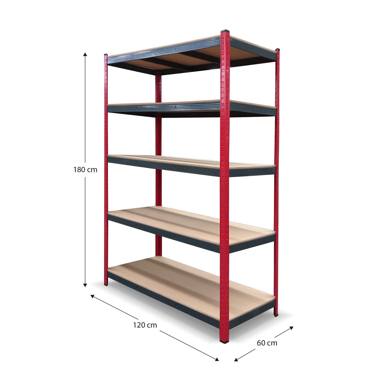 Catter House Scaffale metallico Rack Cargo Advance 120-120x60x180cm Scaffale modulare in acciaio zincato e MDF con ripiani regolabili in altezza e supporta fino a 1500 kg di carico