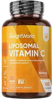Liposomal Vitamin C Capsules 1000mg - 180 Capsules (3 Months Supply) - With Rosehip & Sunflower Phospholipid - L-Ascorbic Acid - Vegan, Non-GMO & Gluten-Free Liposomal Vit C Supplement for Men & Women