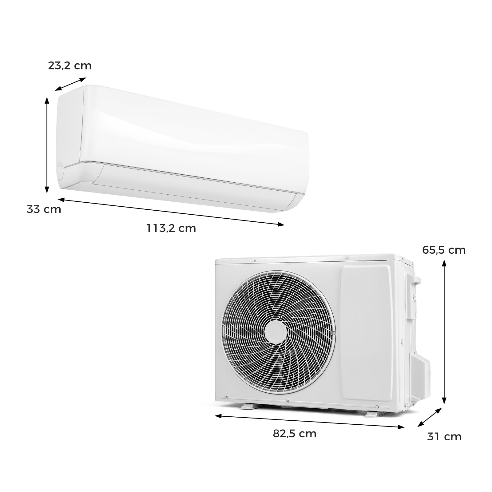 GYMAX Climatiseur Split Reversible 24000 BTU, Chauffage et Refroidissement, 7 Modes & 5 Vitesses, Réfrigérant R32, Auto-nettoyage, WiFi APP et Télécommande, Clim Inverter pour Pièces jusqu’à 110㎡