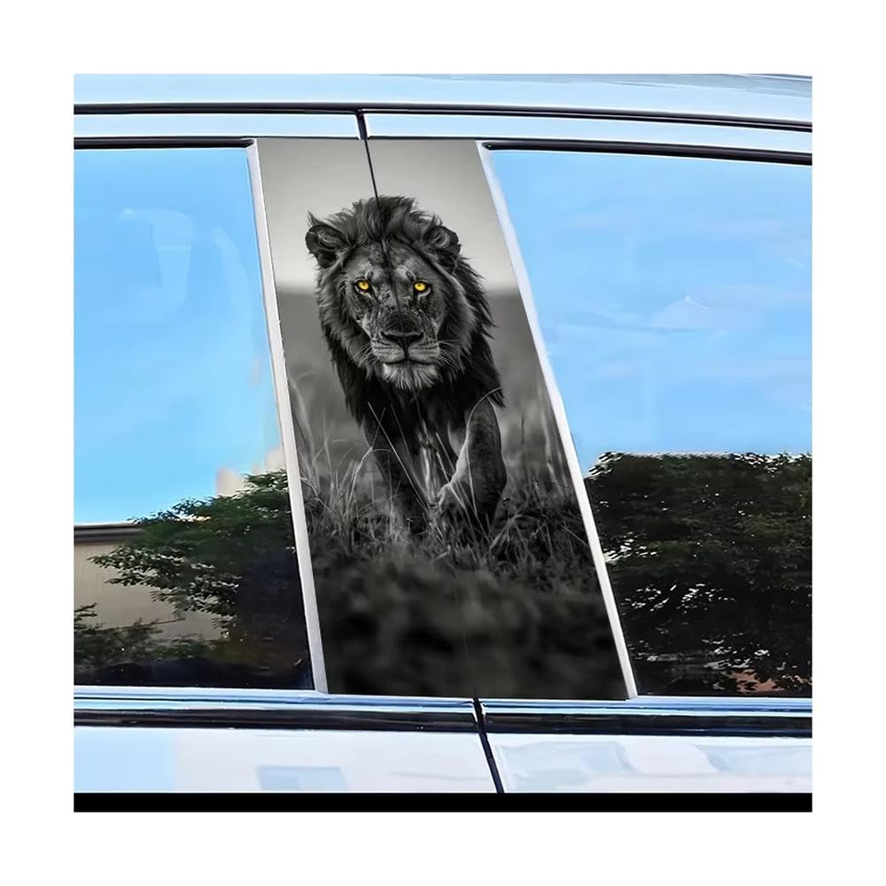 Bertdcx One Color 2Pcs Car Center Pillar Protection Stickers Lion Pattern Scratch Resistant Film Auto Parts