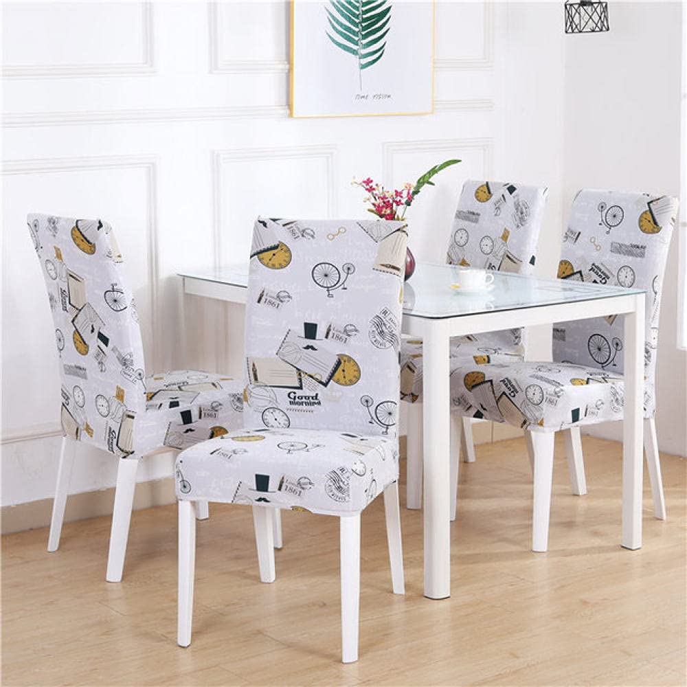 Housse de chaise moderne spandex élastique impression pastorale pour chaise cuisine, lot de 6